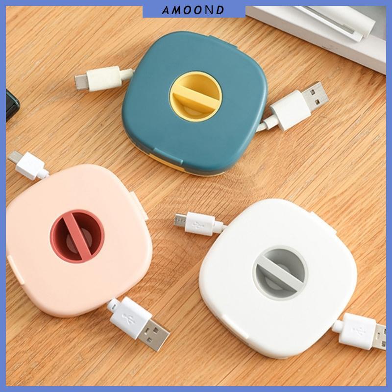 AMOOND Travel Wire Winder Case Storage Organsier Box for Headphones Charging Wire