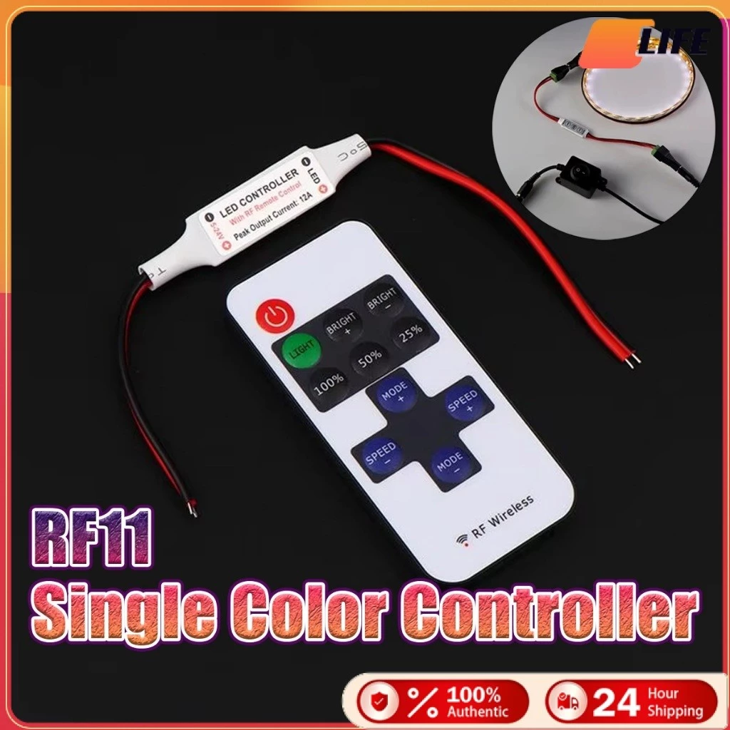 เก็บปลายทาง!RF11 12V รีโมทคอนโทรลไร้สาย Controller Dimmer หัวสองด้าน สําหรับ Mini LED Strip Light อุปกรณ์เสริม