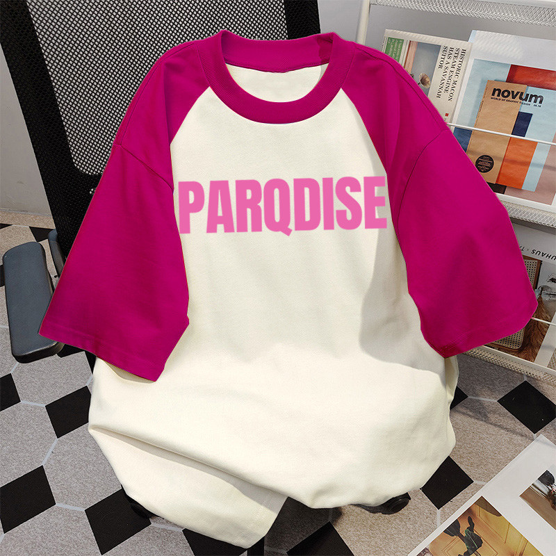 YOU-T เสื้อแฟชั่น ใส่สบาย เสื้อยืดแขนสั้น ลาย เสื้อ"PARQDISE" ผ้านิ่ม OVERSIZE แฟชั่น ผ้าฝ้าย 100% สไตล์เกาหลี