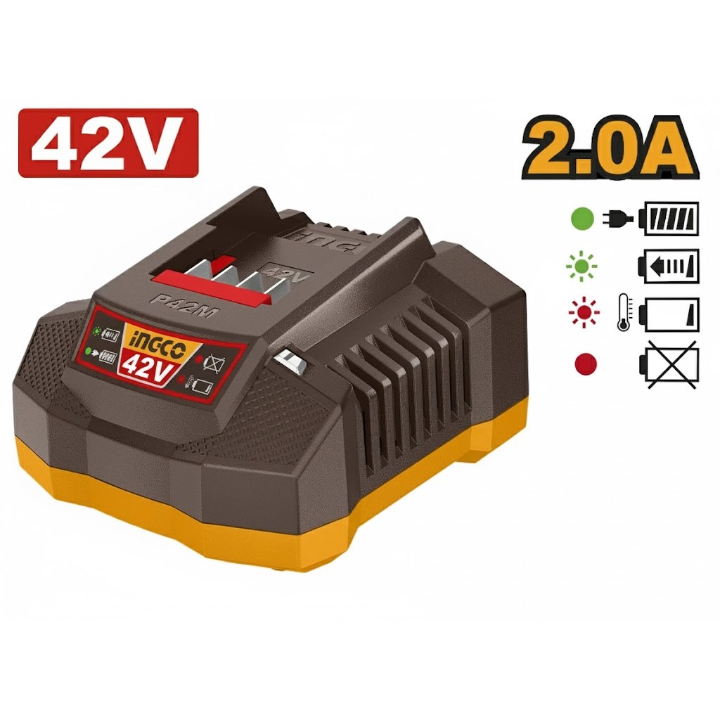 INGCO แท่นชาร์จแบตเตอรี่ 42 โวลท์ 2A 42V MAX รุ่น FCLI42021
