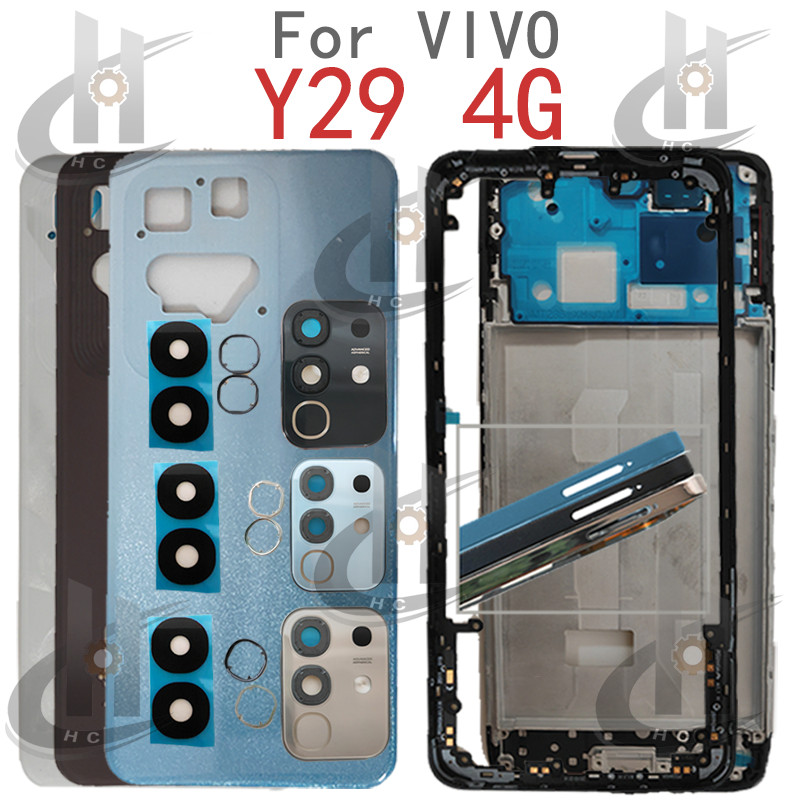 สําหรับ VIVO Y29 4G V2434 แบตเตอรี่ฝาหลังกรอบกลาง + ปุ่ม + กรอบด้านหน้า LCD + เลนส์กล้อง