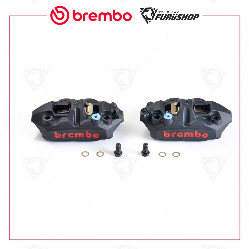 [ ผ่อนชำระ ] ปั๊มเบรคล่าง Brembo M4 108mm. ดำโลโก้แดง By FuriiShop