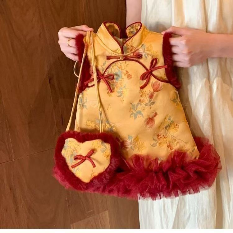 ชุดHanfu Cheongsam สไตล์จีน สาวฤดูหนาว เสื้อกั๊กแบบผ้านวม และชุดแต่งกายแบบโบราณจีน - รูปที่ 4