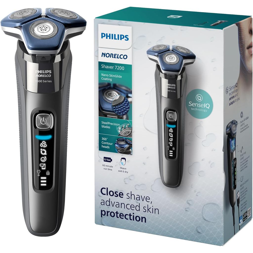 Philips Norelco Shaver 7200 เครื่องโกนหนวดไฟฟ้าแบบแห้งเปียก SenseIQ Pop Up Trimmer แบบชาร์จไฟได้ S78