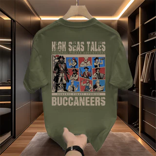 Basi💥 เสื้อยืด oversize unisex สกรีนหน้าหลัง ลาย "BUCCANEERS" เนื้อผ้าเกรดพรีเมียม คอกลม ใส่สบาย