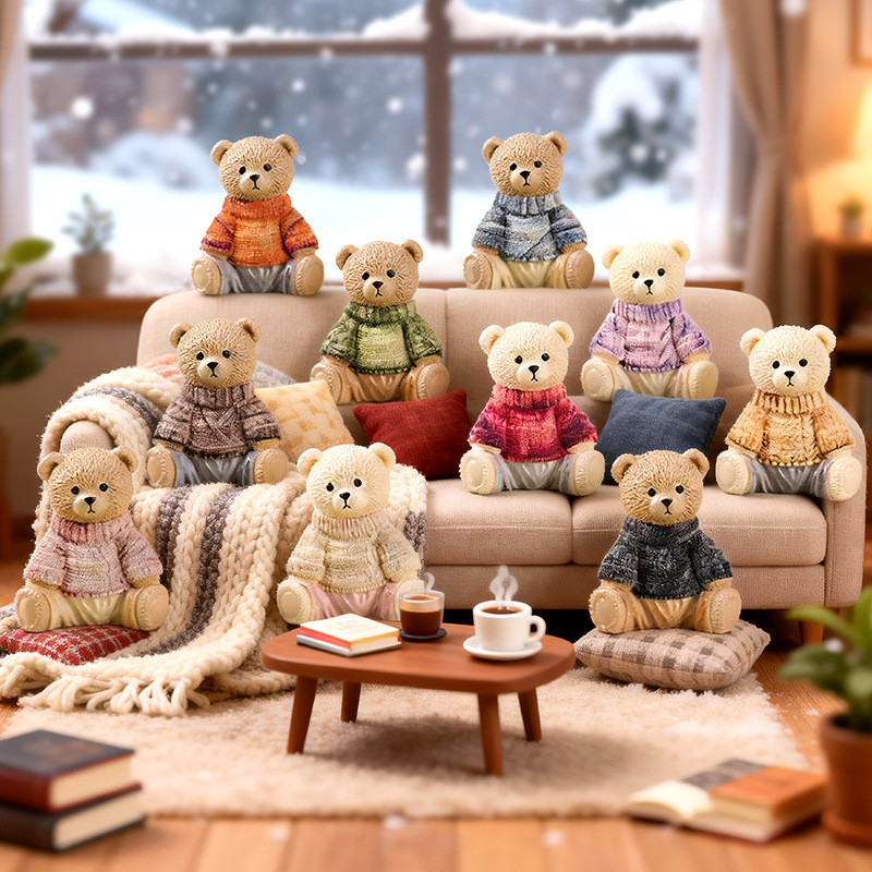 10ชิ้นนั่งหมีกับเสื้อกันหนาวเรซิ่นเสน่ห์สําหรับ ทําเอง (8-310) ราคา ถูกที่สุด ดีลบีเคเค
