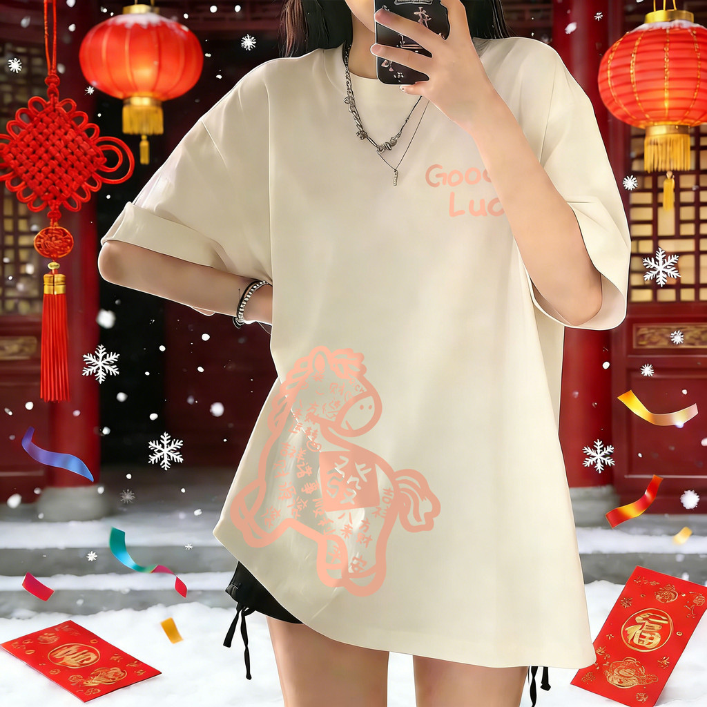 Top.street [COD]เสื้อแฟชั่น แขนสั้น คอกลม t shirt oversize cotton100% ใส่สบาย สไตล์ลำลอง 'Horse28' - รูปที่ 3