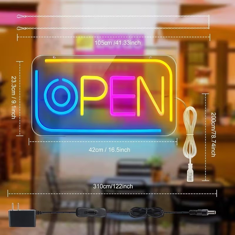 ป้ายไฟ ป้ายไฟร้าน ป้ายไฟตัวอักษร ป้ายไฟวิ่ง ป้ายไฟled ป้ายไฟopen 42x23cm งานอะคลิลิตใส สลับสี - รูปที่ 5