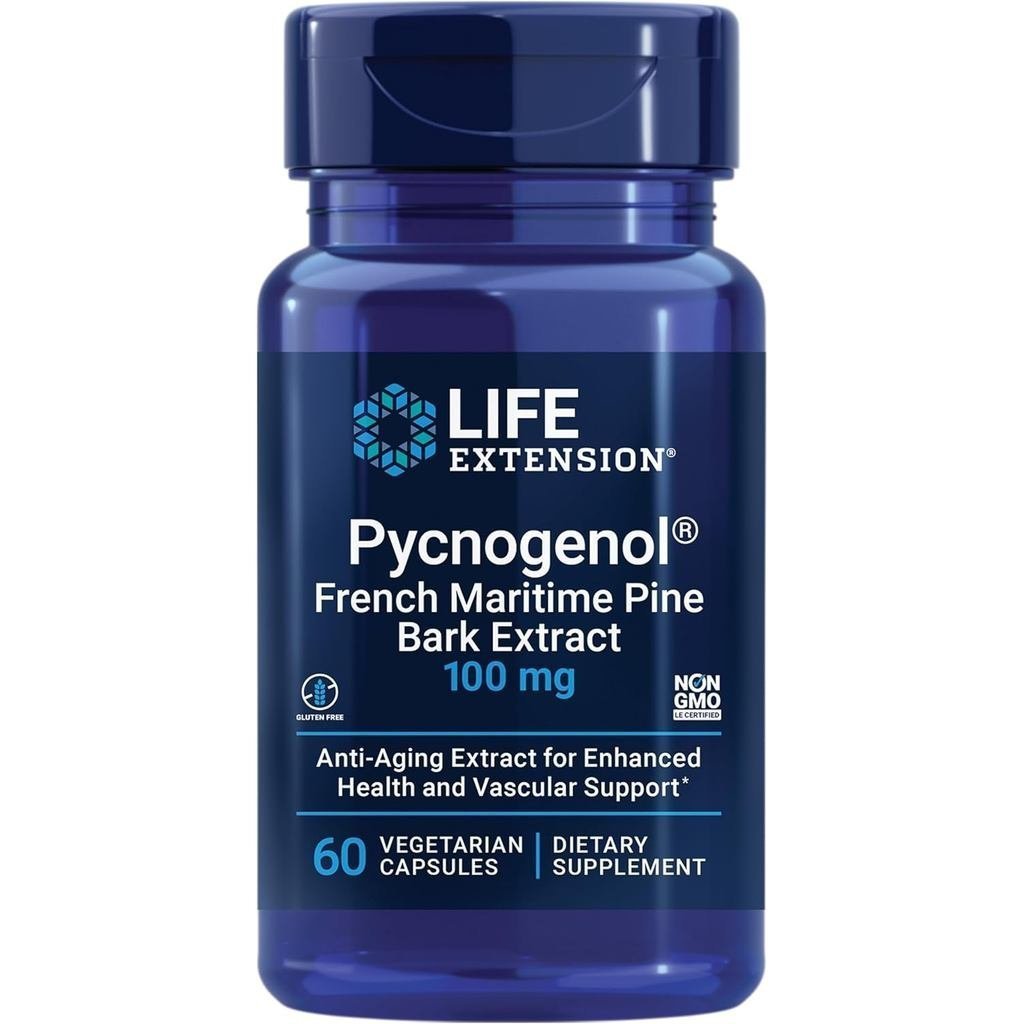 Life Extension Pycnogeneol – สารสกัดจากเปลือกสน Maritime ของฝรั่งเศส – อาหารเสริมสุขภาพอนุภาคทางวิทยาศาสตร์ – ไม่ใช่จีเอ็มโอ ปราศจากกลูเตน มังสวิรัติ – 60 แคปซูล