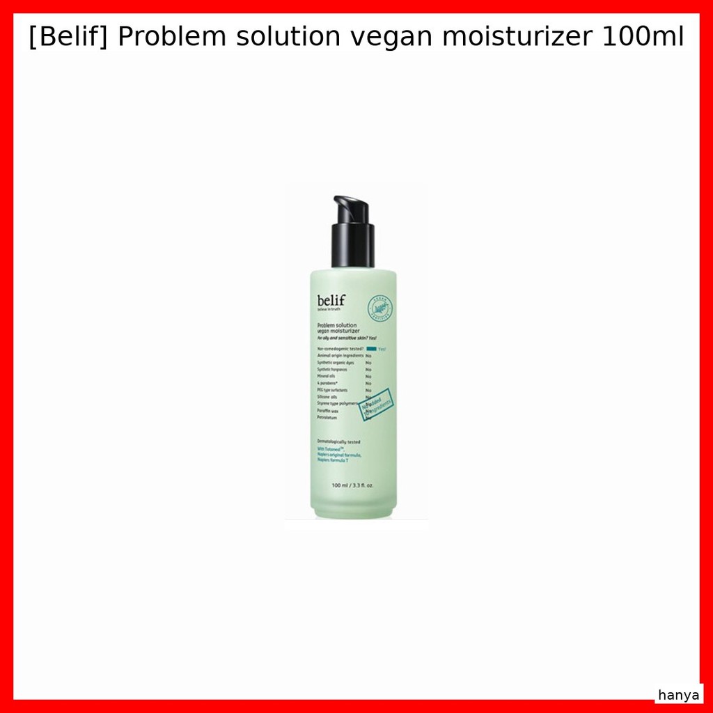 [Belif] Problem solution Vegan Moisturizer 100ml / Korean Moisturizer / สูตรมังสวิรัติ / ของแท้ 100%