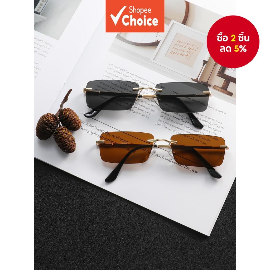 แว่นกันแดด Shimano ทรงสี่เหลี่ยมไร้ขอบโลหะสําหรับผู้ชายสําหรับผู้ชายและผู้หญิงสไตล์สตรีทย้อนยุคสําหร