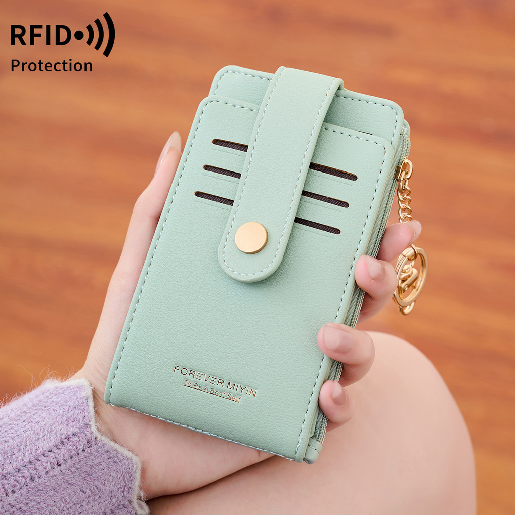 Flip Mid-Length Folding Ladies Change Card Holder PU Half Fold Card Holder Small Coin ID Holder