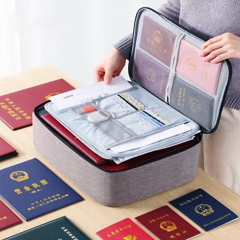 BHC กระเป๋าเดินทางกันน้ํา 3 ชั้นถุงเก็บเอกสารรหัสผ่านล็อคหนังสือเดินทางใบรับรอง Deed Card Organizer 