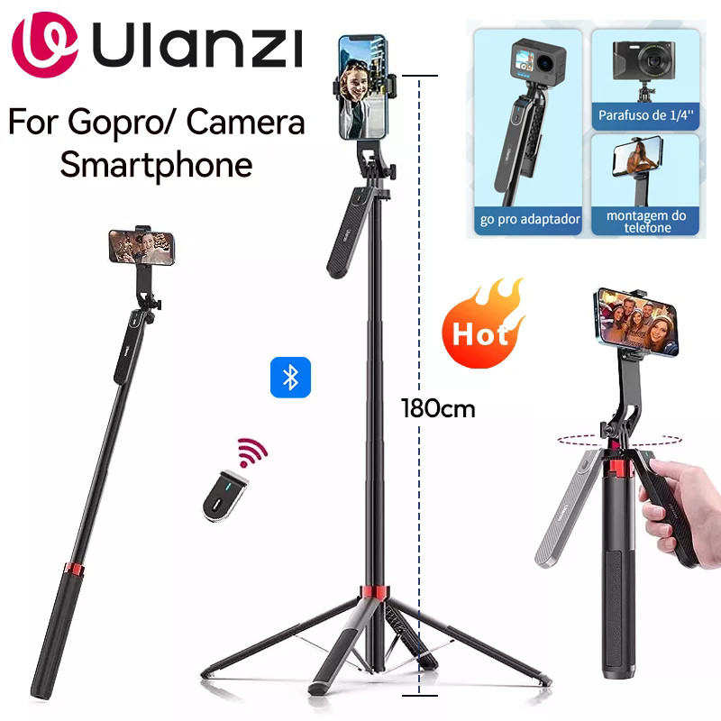 Ulanzi MA09 1.8m Selfie Stick ขาตั้งกล้องสําหรับ iPhone 16 15 โทรศัพท์ Android พร้อมรีโมทคอนโทรล Pan