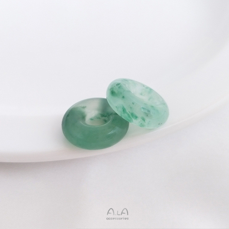 หยกแอฟริกันธรรมชาติหยกปลอดภัยหัวเข็มขัดสร้อยคอจี้ที่ไม่ซ้ํากันมังกรหยกหยก Bagel ทําด้วยมือ diy เครื่