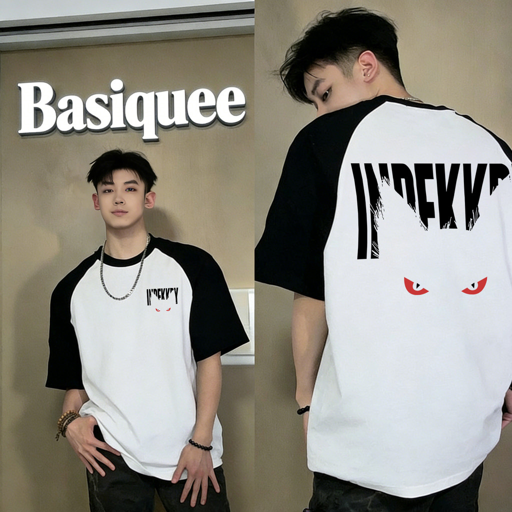Basi💥เสื้อยืด Oversize เสื้อทูโทน คอตตอน100% เกรดพรีเมียม ไม่หดตัว - ลาย INDEKKDY CAT
