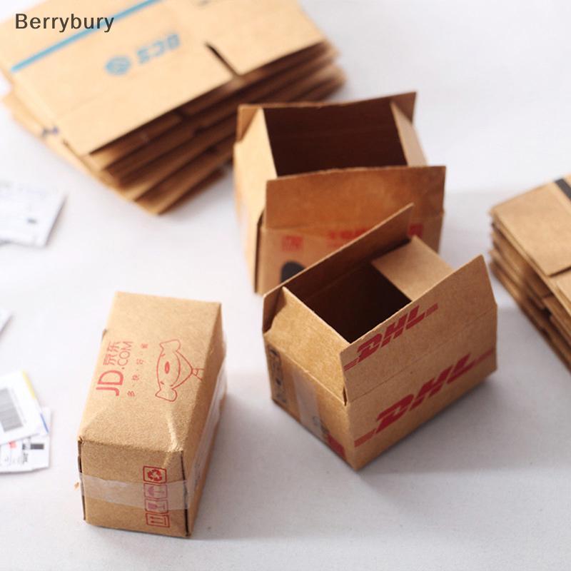Berrybury 1Set Carton Express Carton 1:12 Dollhouse Miniature Express Box Decor ใหม่