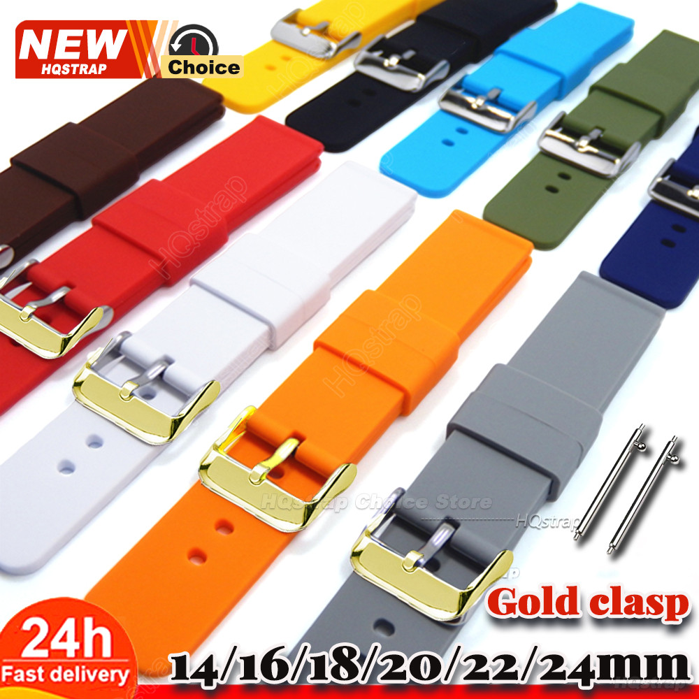 สีสันทอง สายคล้องคอซิลิโคน Universal ขนาด 16-24 มม. กันน้ํา สําหรับผู้หญิง ผู้ชาย