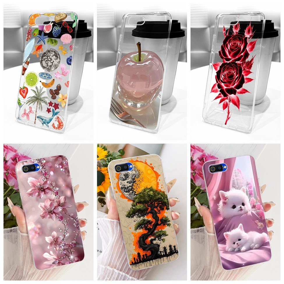 ฝาครอบใสสําหรับRealme C2 กรณีน่ารักแฟชั่นผีเสื้อตลกทาสีปลอกRMX1941 RMX1945 RMX1943