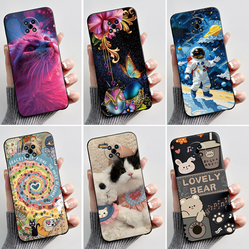 ปลอกสําหรับ Nokia G50 กรณีกันกระแทกสีดํา Matte Soft TPU ซิลิโคนฝาครอบโทรศัพท์ความงามแฟชั่นน่ารักแมวนักบินอวกาศกันชน Shell