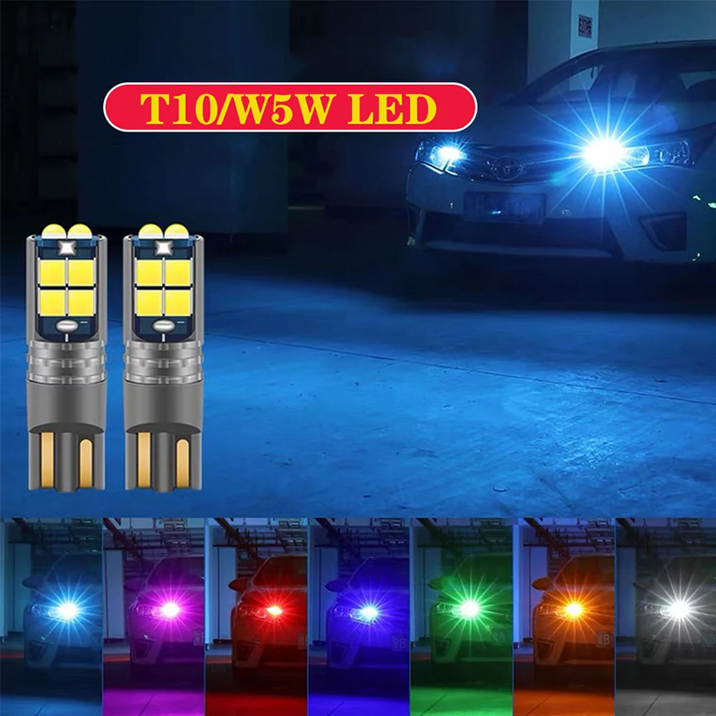 ⚡ประเทศไทย 24 ชั่วโมง⚡หลอดไฟ LED รุ่นใหม่ เหมาะสำหรับติดตั้งข้างประตูรถ W5W T10 168 2825 หลอดไฟ LED