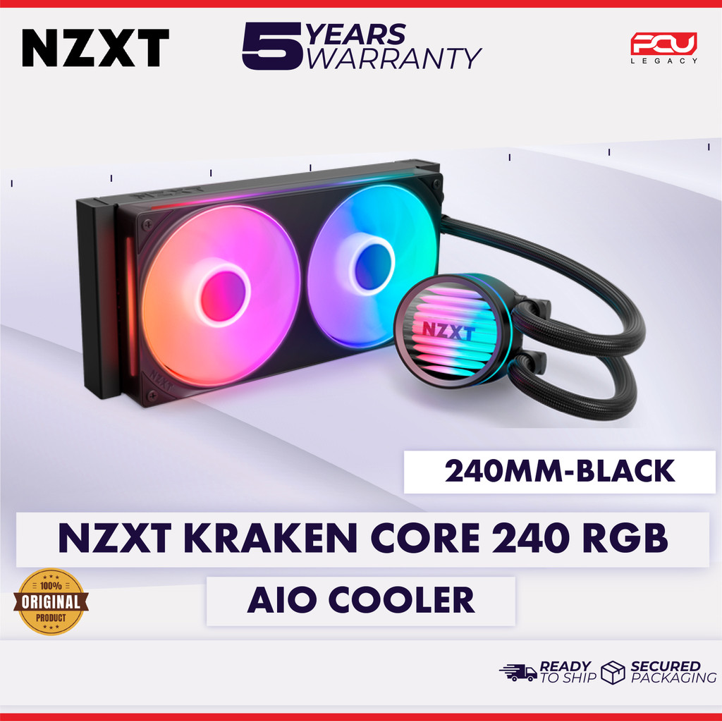 NZXT KRAKEN CORE 240 RGB 240MM AIO LIQUID COOLER - สีดํา