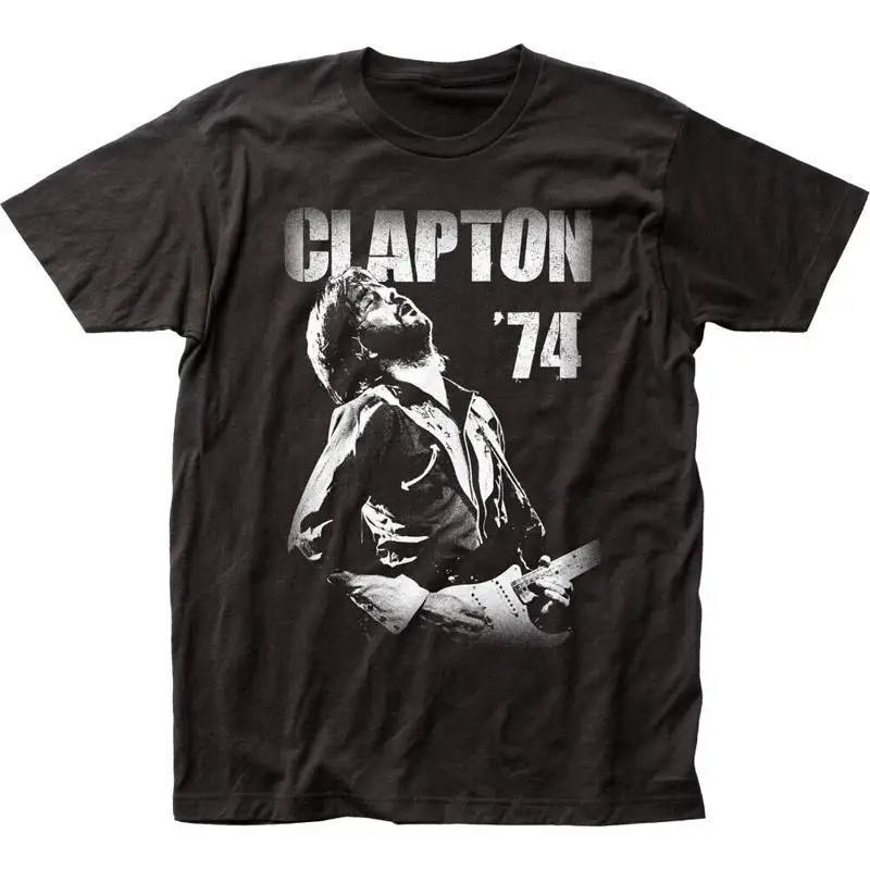 Eric Clapton 74 เสื้อยืดผู้ชาย ร็อคแอนด์โรล คลาสสิก ดนตรี เสื้อยืดสีดำ ใหม่