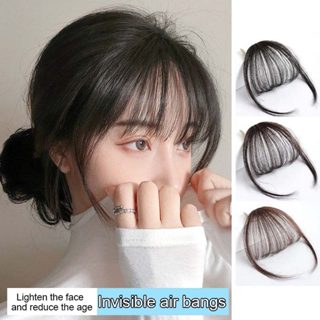 ผมหน้าม้าแบบธรรมชาติ ฟูฟ่อง ผมหน้าม้าปลอม ไร้รอยต่อ น้ำหนักเ…