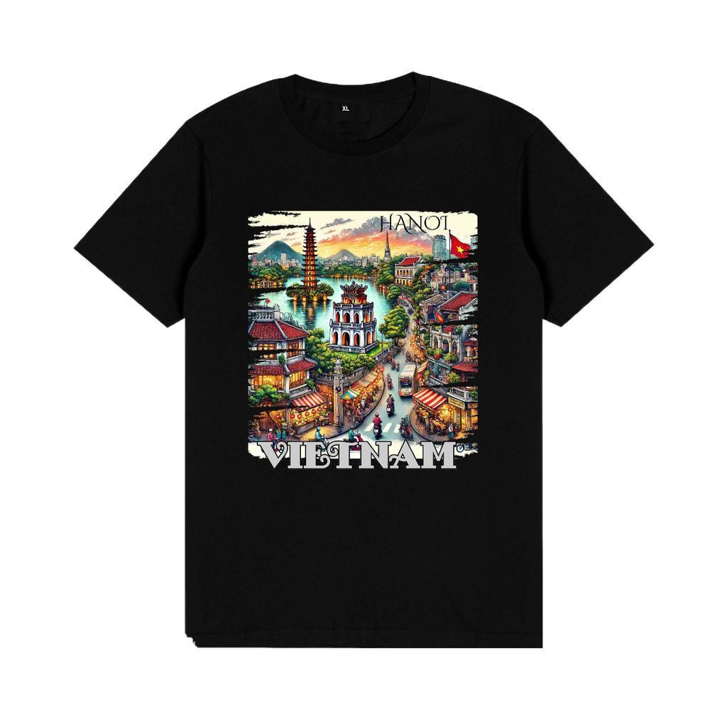 พร้อมส่งในไทย เสื้อยืด เสื้อยืดพิมพ์ลาย Hanoi themed ผ้าคอตตอน 100% คอกลม แขนสั้น unisex ไซส์ S-3XL