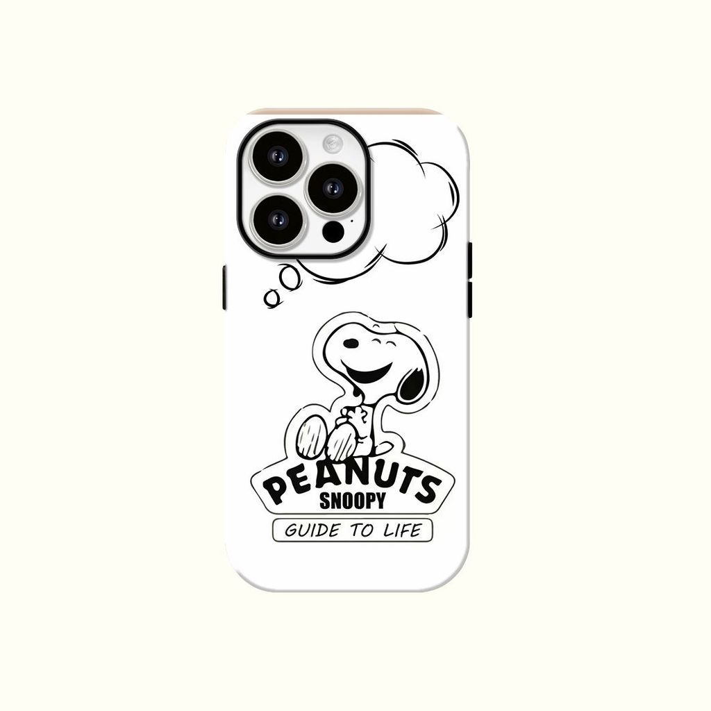 Happy Snoopy Matte Film 2-in-1 เคส iPhone /16 Pro Max /13 Pro Max /15 /14 Pro Max /15Pro Max /11 Pro Max /13AIR /12 Pro Max บทคัดย่อ Anti-drop Fun TRG6