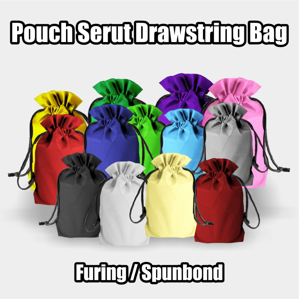 EKDS DRAWSTRING POUCH BAG PACKAGING MAKE UP COSMETIC PLAIN THICK SPUNBOND LINING
