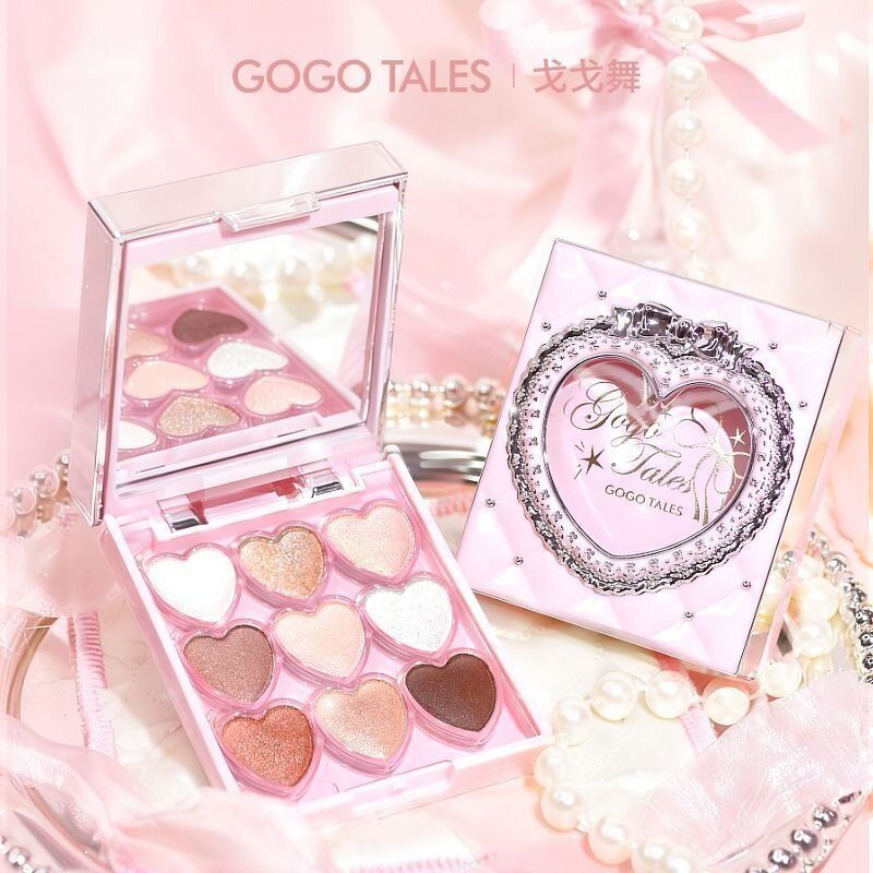 GOGO TALES ถาดอายแชโดว์เก้าสี Double Layer Multi-Function กล่องเก็บของ Daily Earth Color Highlight Powder Blusher แบบพกพาแบบบูรณาการถาดอายแชโดว์
