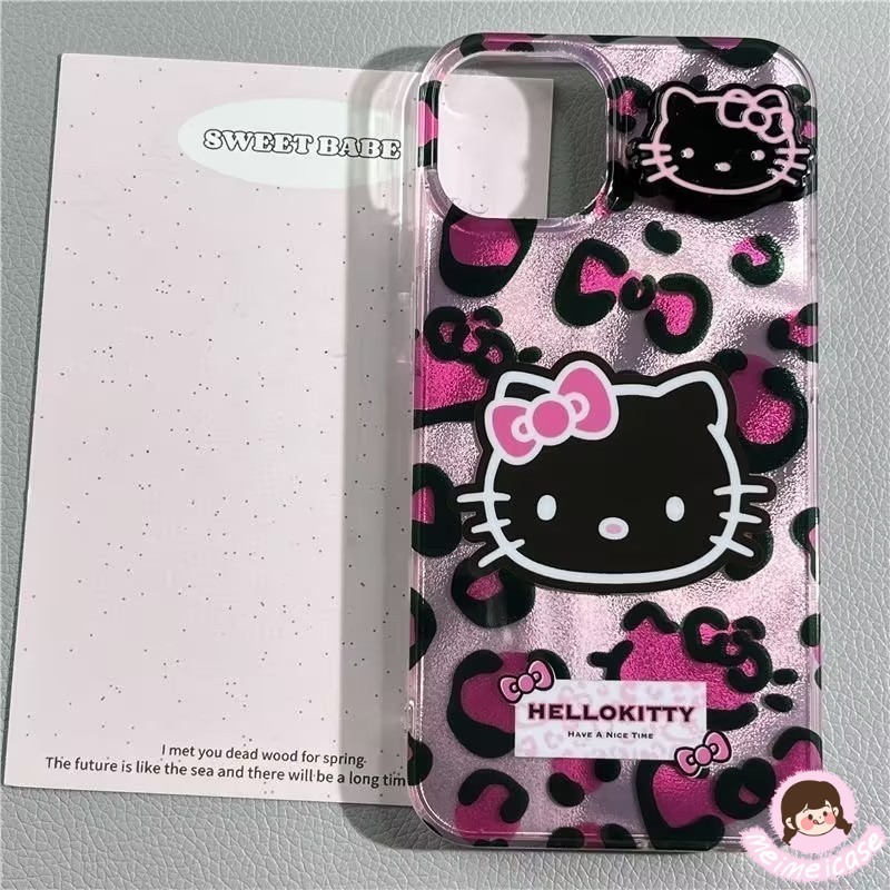 เคสลูกแมวเสือดาวน่ารักแฟชั่นสีชมพู IPhone 15 13 11 16 14 12 17 Pro Max 7Plus XR X XS Max 16 6s 15 6 14 8 Plus SE 2020