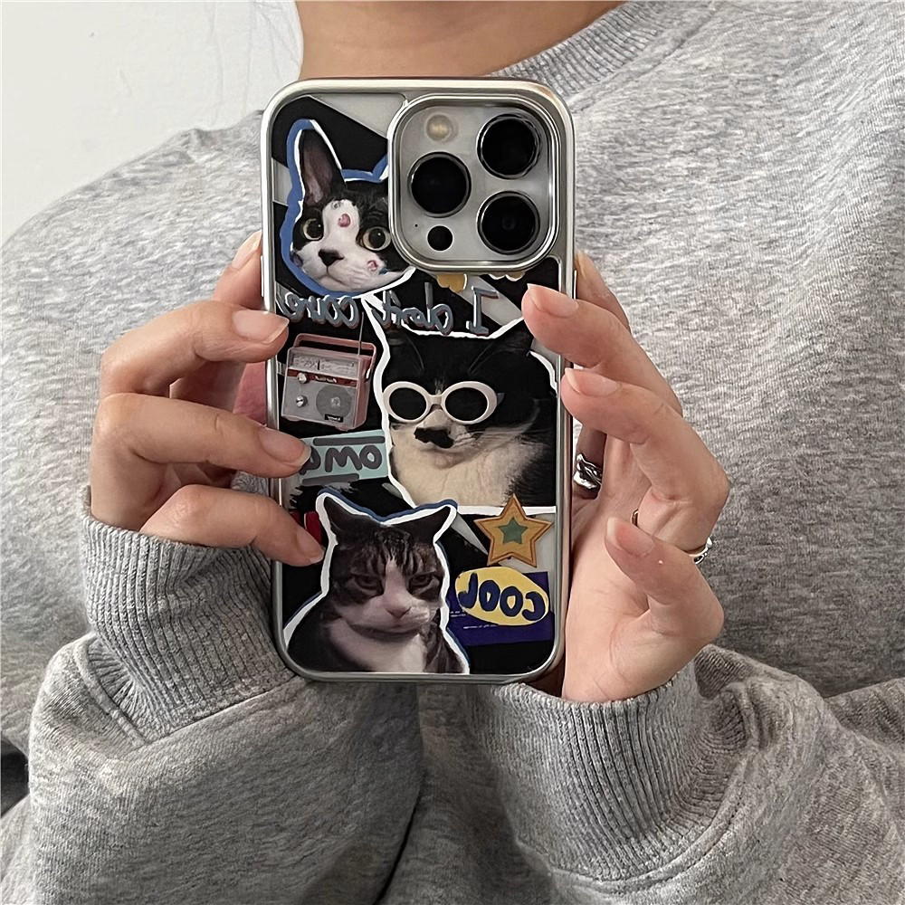 สำหรับ iphone เคสไอโฟน 11 13 ลูกแมวสีดำ เคสไอโฟน11 pro max 16 15 14 11 12 Pro x xs max xr 7plus 8plus เคส 16 plus
