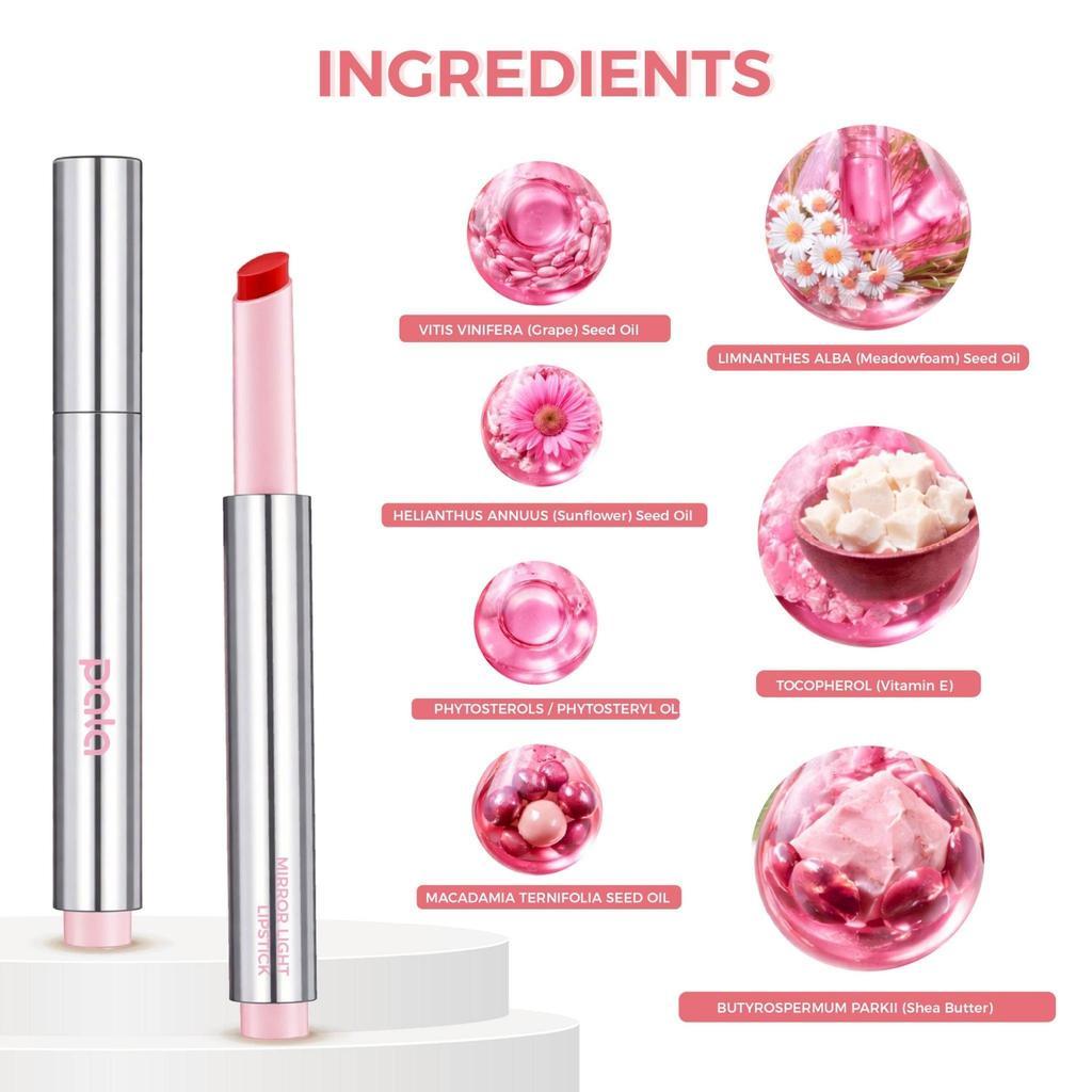 Pala ลิปบาล์ม บำรุง MOISTURIZING MIRROR LIGHT LIPSTICK ลิปปากกา ฟินิชกลอส เม็ดสีชัด ปากฉ่ำวาว ขนาด1.7g แบรนด์ไทย มีอ.ย. รูปที่ 2