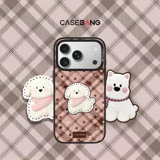 CASEBANG Winter Puppy ด้านหลังแม่เหล็กแบบถอดเปลี่ยนได้ กันกระแทก เข้ากันได้กับ iPhone รุ่น 13,14,15,16,17