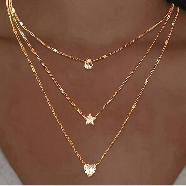 สร้อยคอ สร้อยคอมuti-layer สไตล์ยุโรป-อเมริกัน ออกแบบเรียบง่ายแต่ไม่ซ้ำใคร สำหรับผู้หญิง