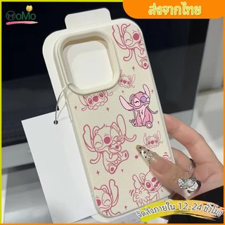 💙การ์ตูน Stitch💙 คู่ สำหรับ IPhone 11 12 15 16 17 13 14 Pro Max XR XS X 7Plus 8Plus Max 16 7 8 15 Plus เคสโทรศัพท์สีชมพู