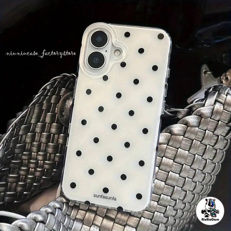 โปร่งใส จัดส่งจากประเทศไทย  เคสจุดคลื่นสีดํา for iPhone เคสไอโฟน 11 12 13 14 17 15 16 PLUS PRO MAX X XS MAX XR 7/8PLUS
