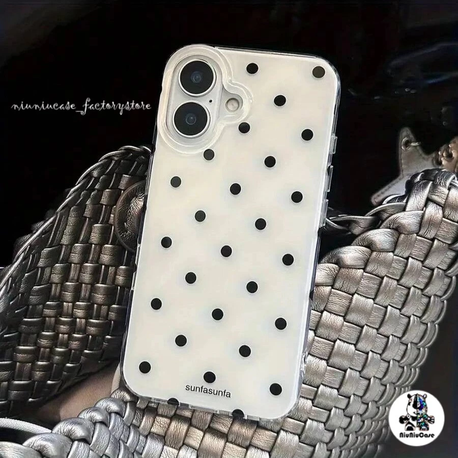 โปร่งใส จัดส่งจากประเทศไทย เคสจุดคลื่นสีดํา for iPhone เคสไอโฟน 11 12 13 14 17 15 16 PLUS PRO MAX X XS MAX XR 7/8PLUS