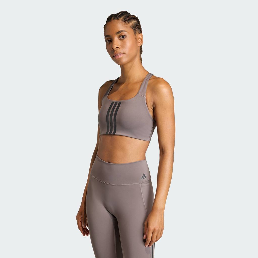 adidas Gym & Training Optime Workout 3-Stripes Medium Support Bra Women Brown KA0158
