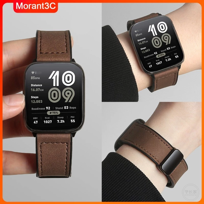 22 มม.สายหนังซิลิโคนสําหรับ Amazfit Bip6/Bip5 Magnetic Buckle Band สําหรับ Amazfit GTR5 pro/GTR4 3 2 47 มม./Balance 2/1 สร้อยข้อมือกีฬา