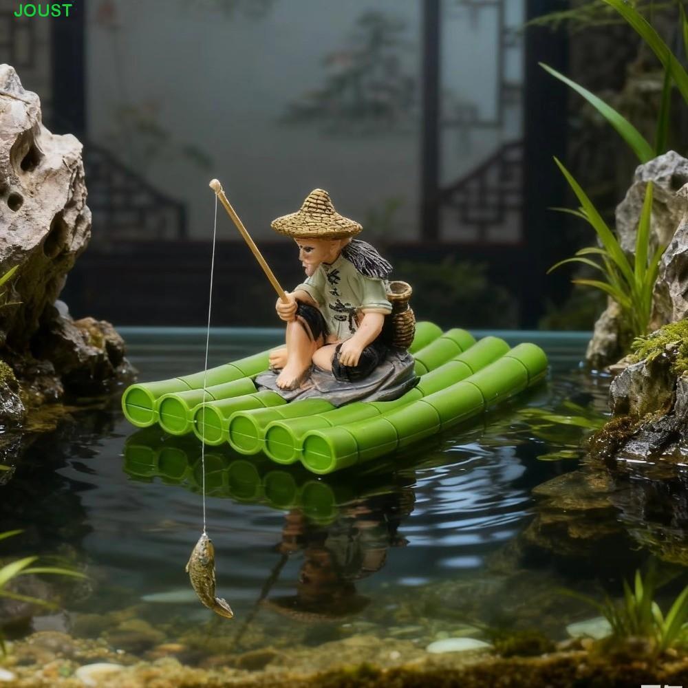 JOUST ตุ๊กตาชาวประมง, ตกแต่งตู้ปลาขนาดเล็กที่สมจริง, แพลอยเรซิ่น Handmade Auto-Floating ตกแต่งตู้ปลาตกแต่งสวน