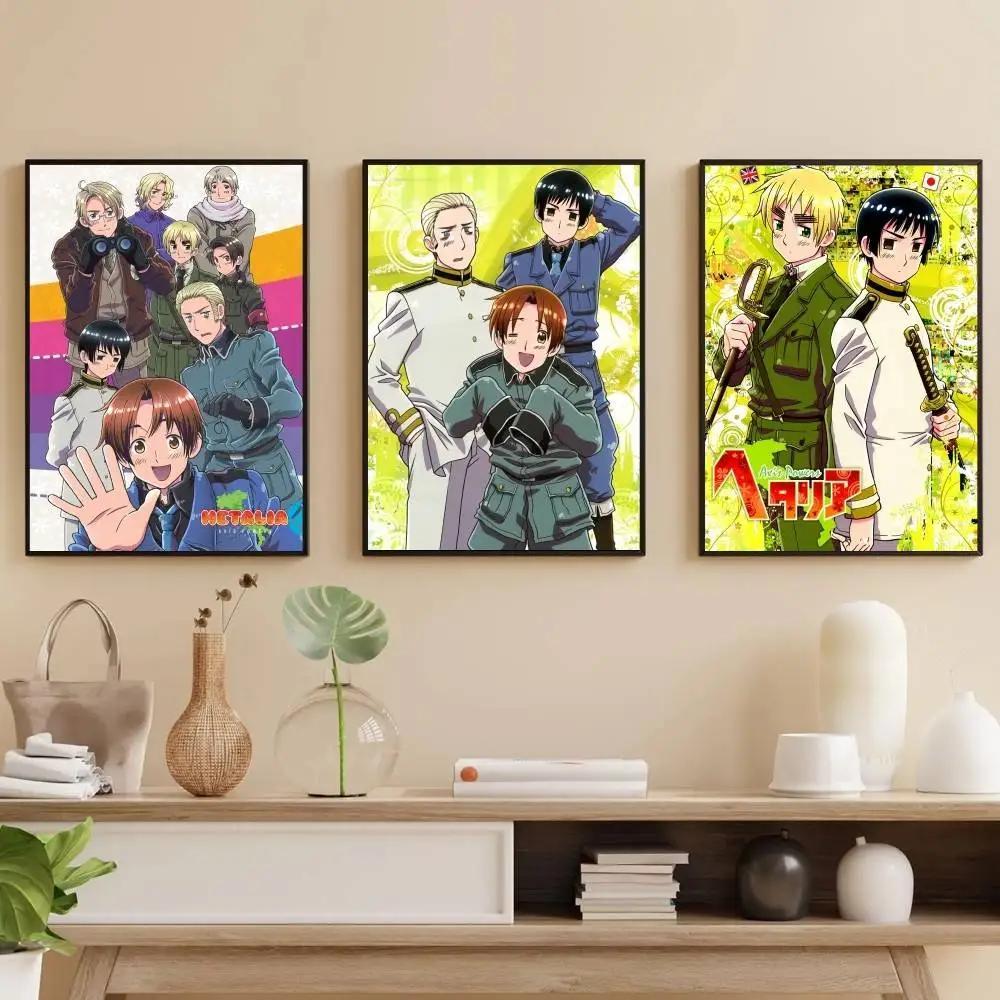 อะนิเมะ Hetalia Axis Powers โปสเตอร์ SelfAdhesive กันน้ํา Art สติกเกอร์สําหรับร้านกาแฟบาร์ห้องนั่งเล