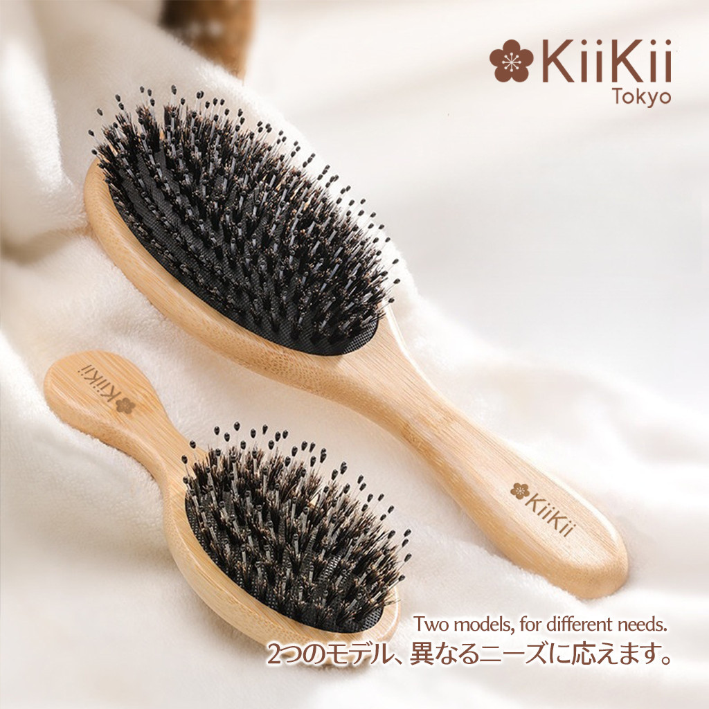 KiiKii Beauty หวีขนหมูป่า ด้ามไม้ไผ่ ไซซ์ใหญ่ ช่วยจัดทรงผม แก้ผมพันกัน นวดหนังศีรษะ - รูปที่ 4