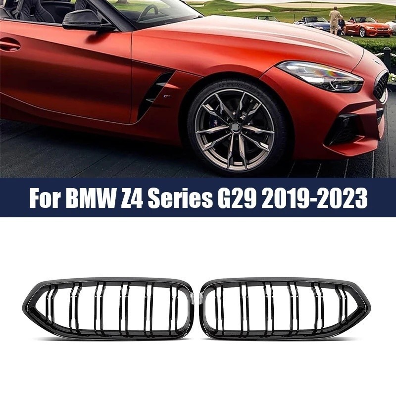 รถด้านหน้า Kidney Grille กันชน Double Slat Grill Grille Gloss สีดําสําหรับ BMW Z4 G29 2019 - 2023 Ro