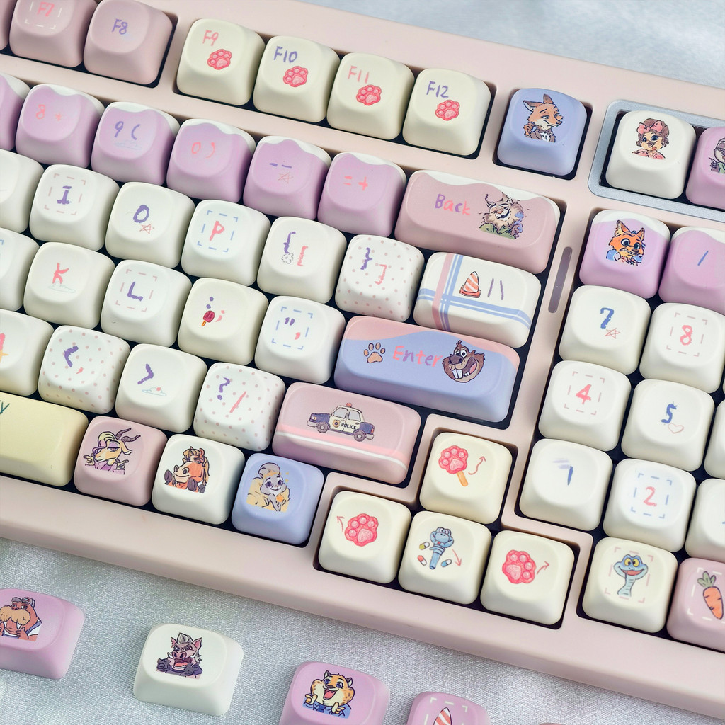 MAIMOOO Zootopia 2 Keycap MOA Profile 120 คีย์ PBT Dye Sublimation Aula F75 F99 RK100 รอบการ์ตูน Puprle Keycaps น่ารัก Maple Judy Nick Gary Keycaps