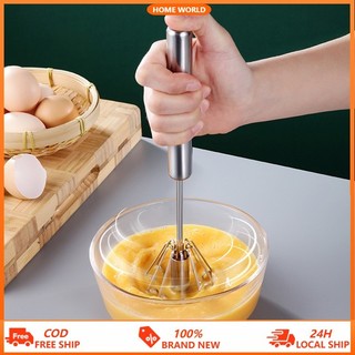 Semi Automatic Egg Beater Stainless Steel Manual Whisk Mixer Kitchen Small Self Turning Egg Blender