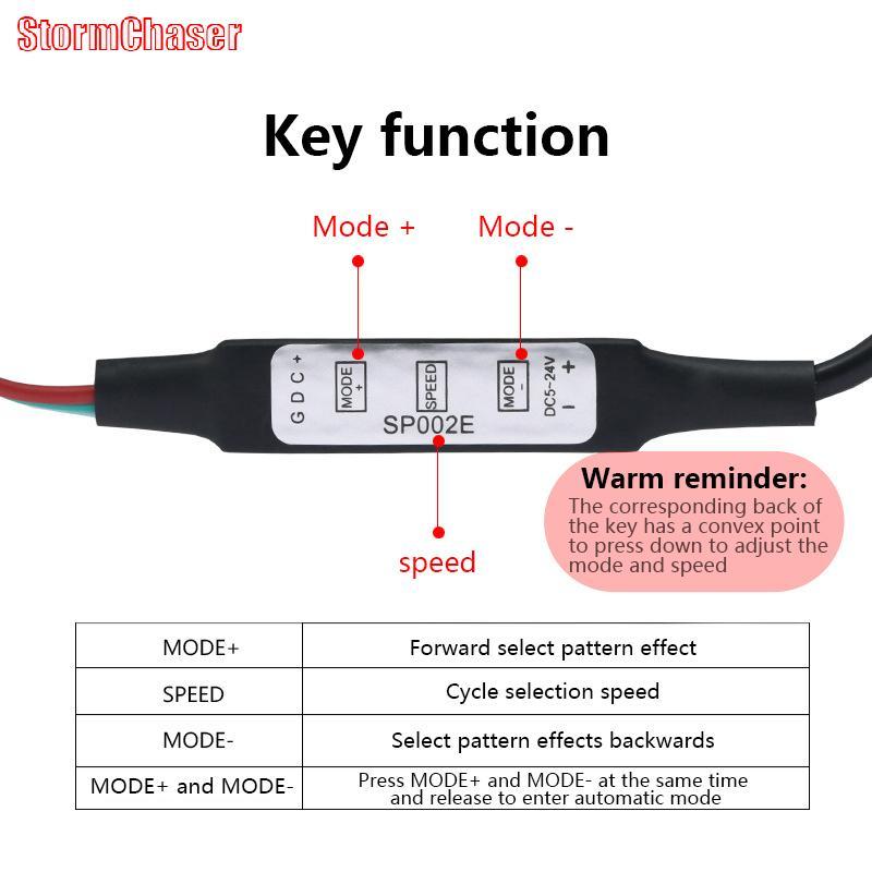 [Storm-t] Mini WS2812B WS2811 Controller สําหรับ Pixel LED Strip Light USB 3 Key WS2812 LED Light St