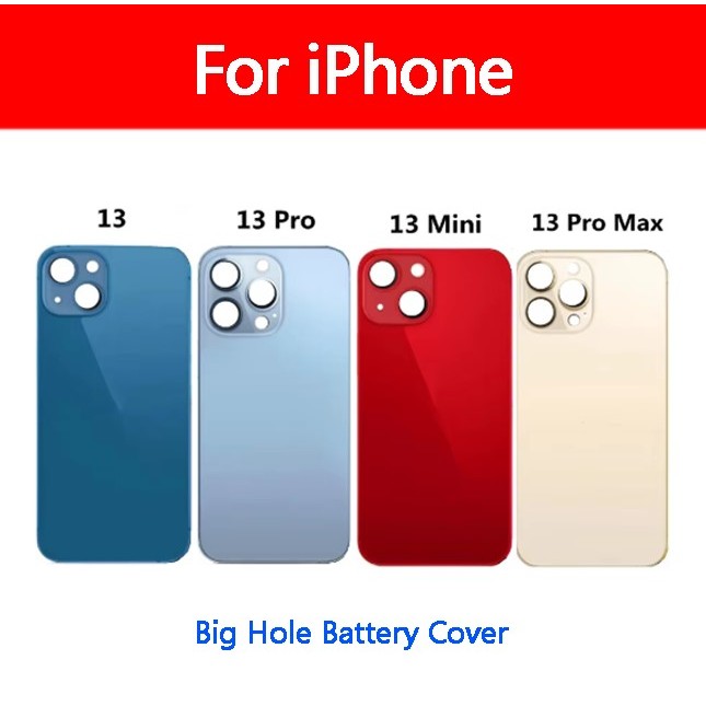 Big Hole ฝาหลังแบตเตอรี่กระจกสําหรับโทรศัพท์ 13 Pro Max สําหรับโทรศัพท์ 13 ฝาหลังแบตเตอรี่ 13mini